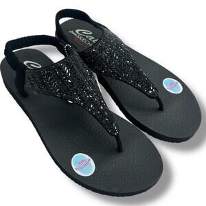 NEW Skechers Meditation Glamour Muse Sandals Size 9 Black Embellished Rhinestone